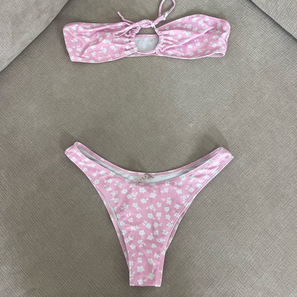 Pink Floral Bikini Set - Cute Two-Piece Swimwear